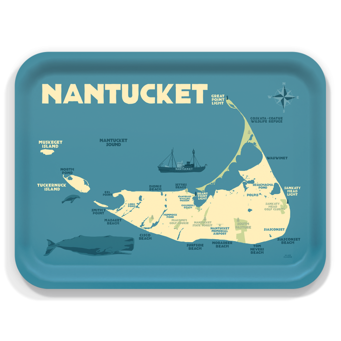 Nantucket birchwood decorative serving tray large 16.5x12.5 inch by Alan Claude - Trays4Us