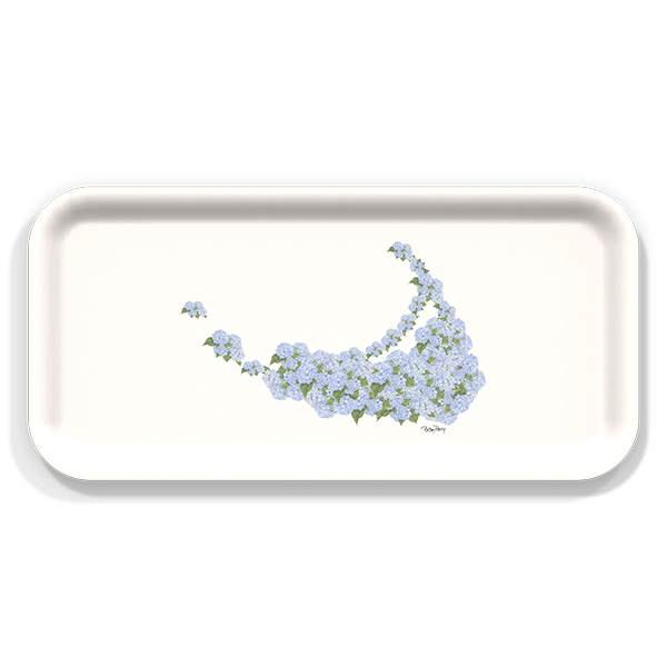 Nantucket Hydrangea birchwood decorative serving tray Small 11x5 inch by Betsy Barry - Trays4Us