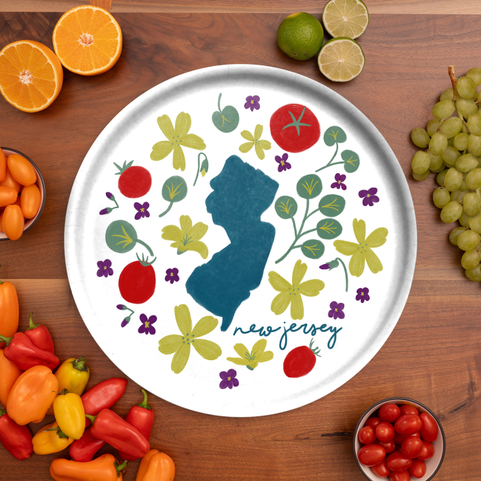 New Jersey Fresh birchwood decorative serving tray round 15.7 inch by Jennifer Smelker - Trays4Us