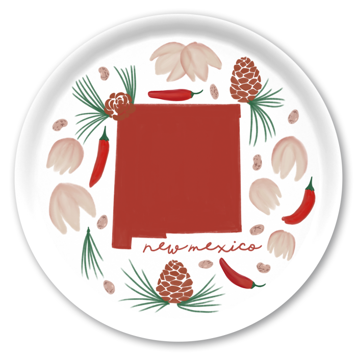 New Mexico Fresh birchwood decorative serving tray round 15.7 inch by Jennifer Smelker - Trays4Us
