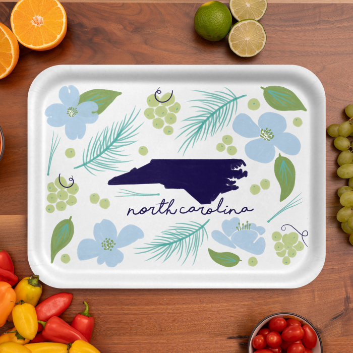 North Carolina Fresh birchwood decorative serving tray large 16.5x12.5 inch by Jennifer Smelker - Trays4Us