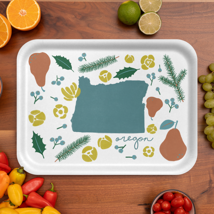 Oregon Fresh birchwood decorative serving tray large 16.5x12.5 inch by Jennifer Smelker - Trays4Us