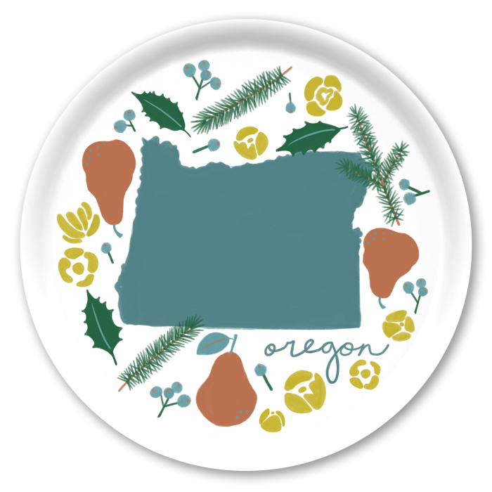 Oregon Fresh birchwood decorative serving tray round 15.7 inch by Jennifer Smelker - Trays4Us