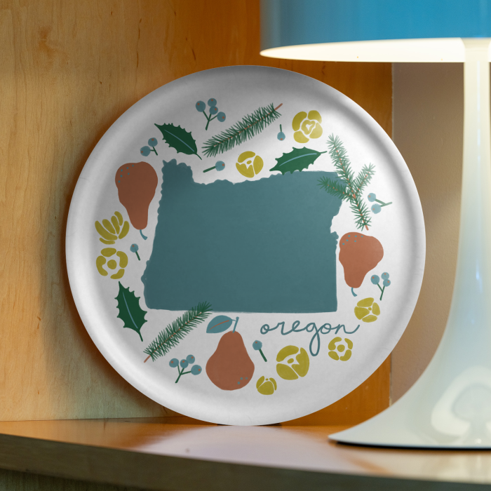 Oregon Fresh birchwood decorative serving tray round 15.7 inch by Jennifer Smelker - Trays4Us