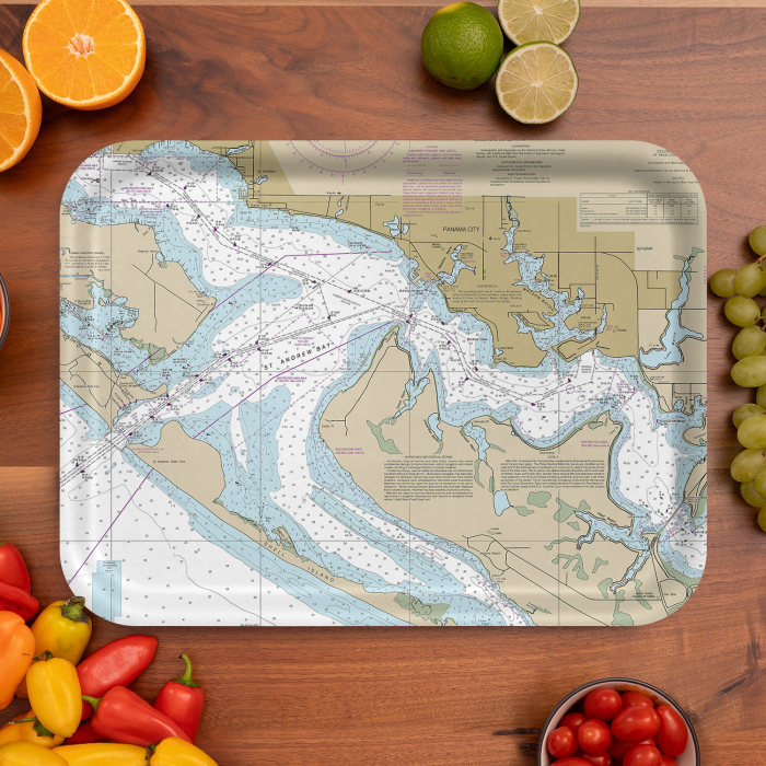 Panama City 2024 birchwood decorative serving tray large 16.5x12.5 inch by NOAA Nautical - Trays4Us