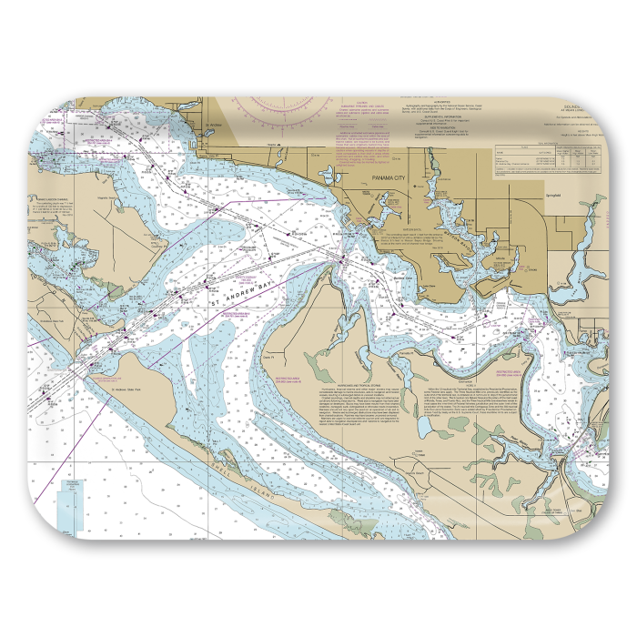 Panama City 2024 birchwood decorative serving tray large 16.5x12.5 inch by NOAA Nautical - Trays4Us