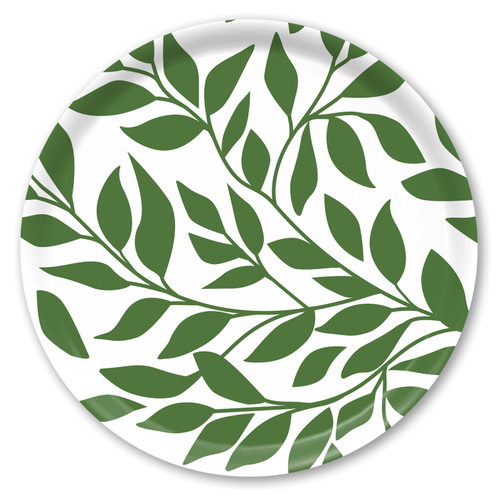 Leaves of Pear Tree birchwood decorative serving tray round 15.7 inch by Kate Nelligan - Trays4Us