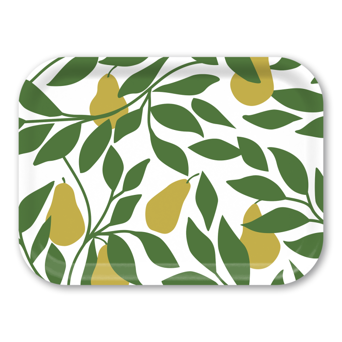 Pears birchwood decorative serving tray medium 11x8 inch by Kate Nelligan - Trays4Us