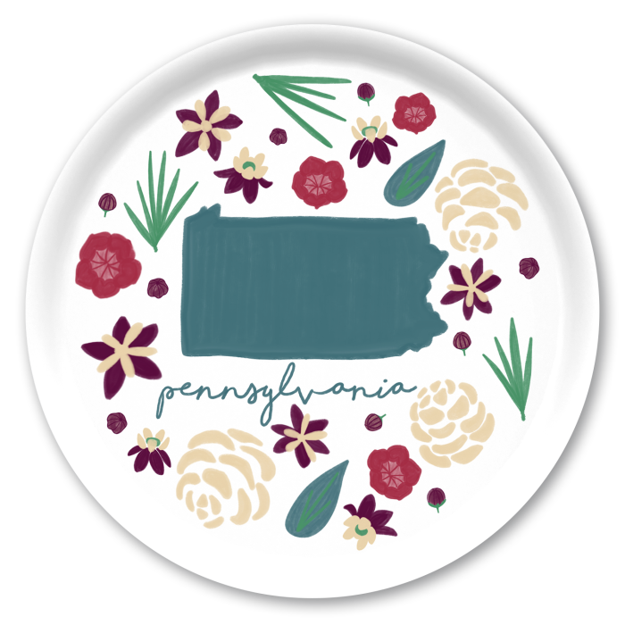 Pennsylvania Fresh birchwood decorative serving tray round 15.7 inch by Jennifer Smelker - Trays4Us