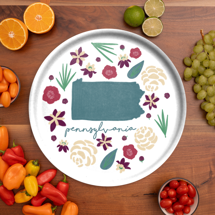 Pennsylvania Fresh birchwood decorative serving tray round 15.7 inch by Jennifer Smelker - Trays4Us
