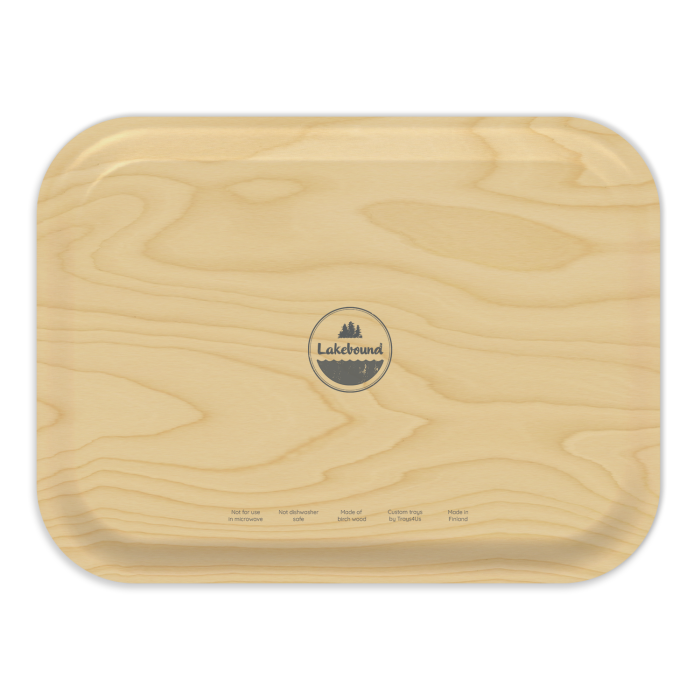 Pine Lake MN birchwood decorative serving tray medium 11x8 inch by Lakebound - Trays4Us