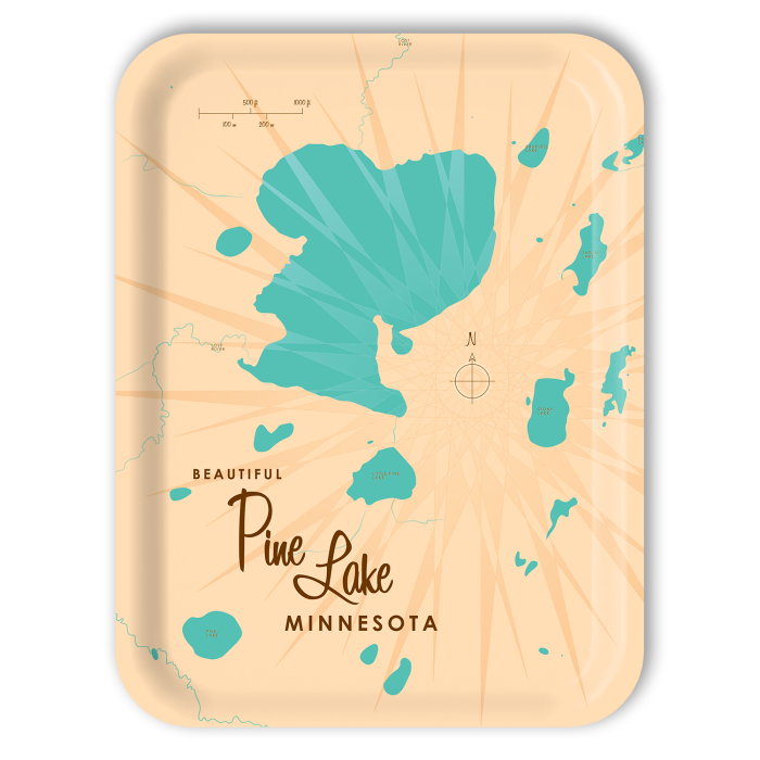 Pine Lake MN birchwood decorative serving tray large 16.5x12.5 inch by Lakebound - Trays4Us