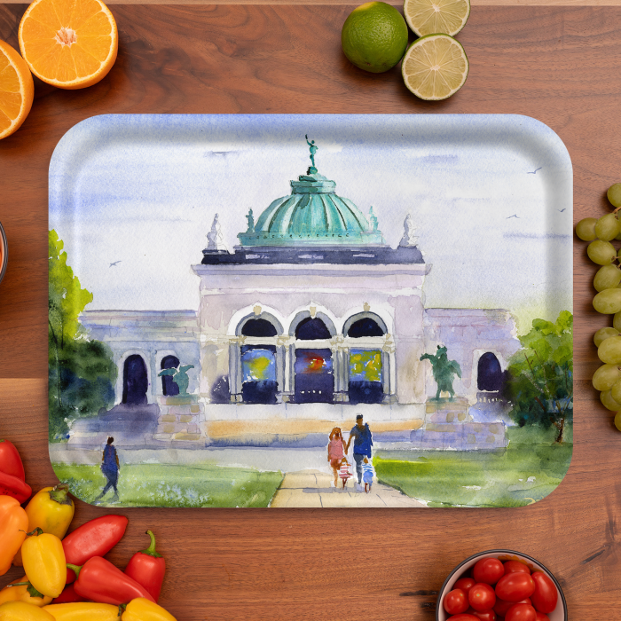 Please Touch Musem birchwood decorative serving tray large 16.5x12.5 inch by Clement DaVinci - Trays4Us