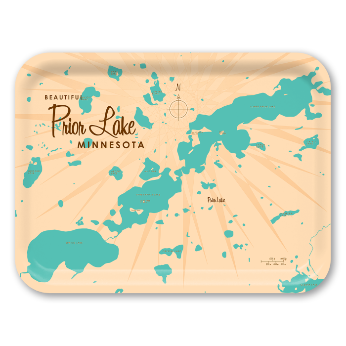 Prior Lake MN birchwood decorative serving tray large 16.5x12.5 inch by Lakebound - Trays4Us