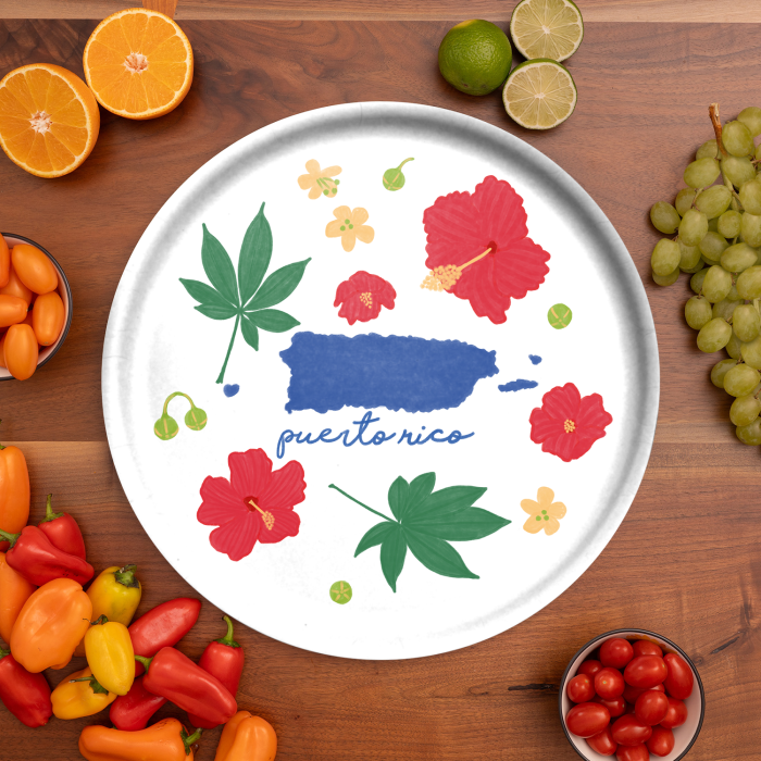 Puerto Rico Fresh birchwood decorative serving tray round 15.7 inch by Jennifer Smelker - Trays4Us