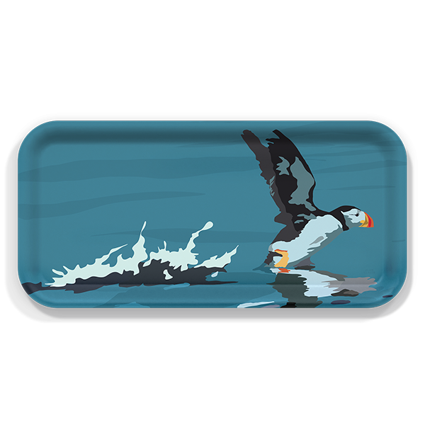 Puffin birchwood decorative serving tray Small 11x5 inch by Alan Claude - Trays4Us