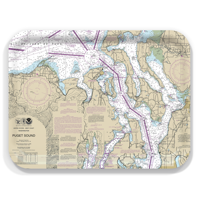 Puget Sound birchwood decorative serving tray large 16.5x12.5 inch by NOAA Nautical - Trays4Us