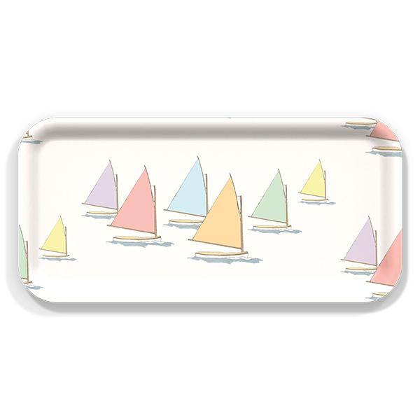 Rainbow Fleet birchwood decorative serving tray Small 11x5 inch by Sara Fitz - Trays4Us