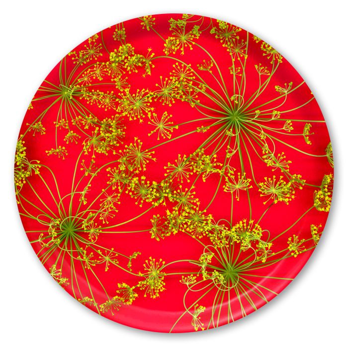 Red Dill birchwood decorative serving tray round 15.7 inch by Kerry Michaels - Trays4Us