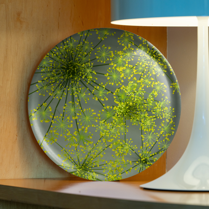 Gray Dill birchwood decorative serving tray round 15.7 inch by Kerry Michaels - Trays4Us