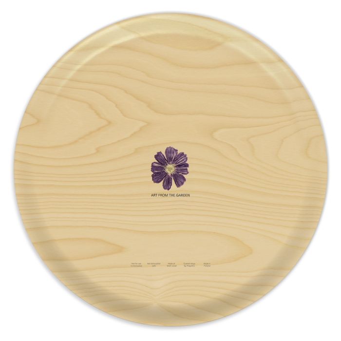 Gray Dill birchwood decorative serving tray round 15.7 inch by Kerry Michaels - Trays4Us