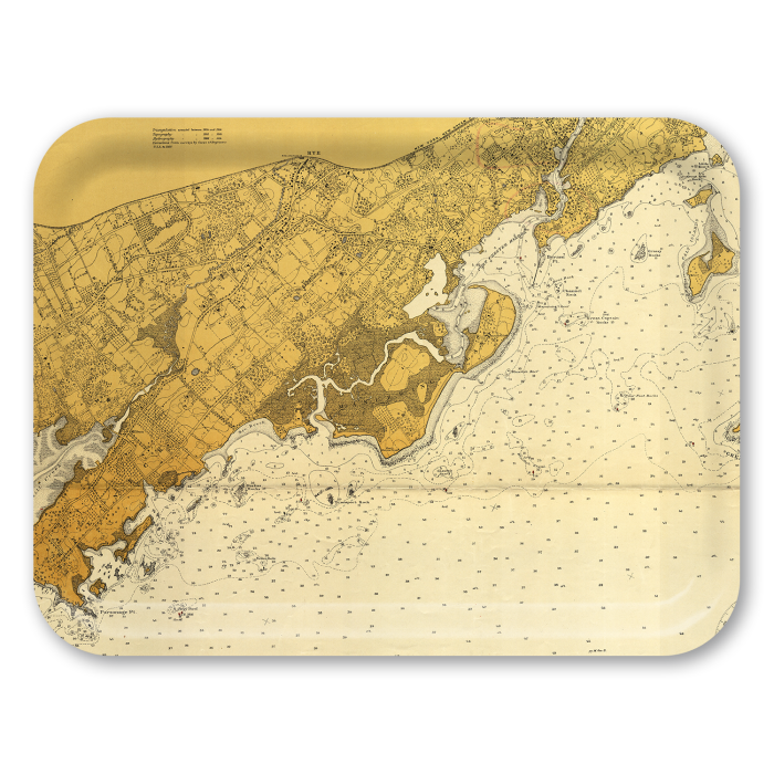 Rye NY 1916 birchwood decorative serving tray large 16.5x12.5 inch by Historical Map - Trays4Us