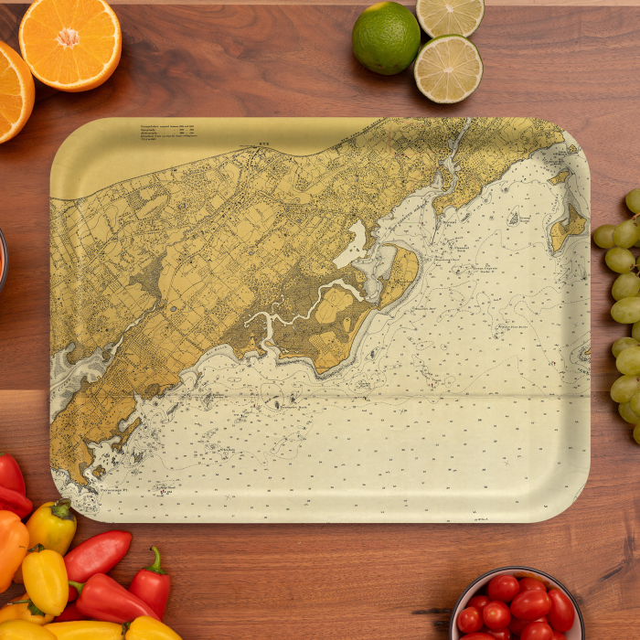 Rye NY 1916 birchwood decorative serving tray large 16.5x12.5 inch by Historical Map - Trays4Us