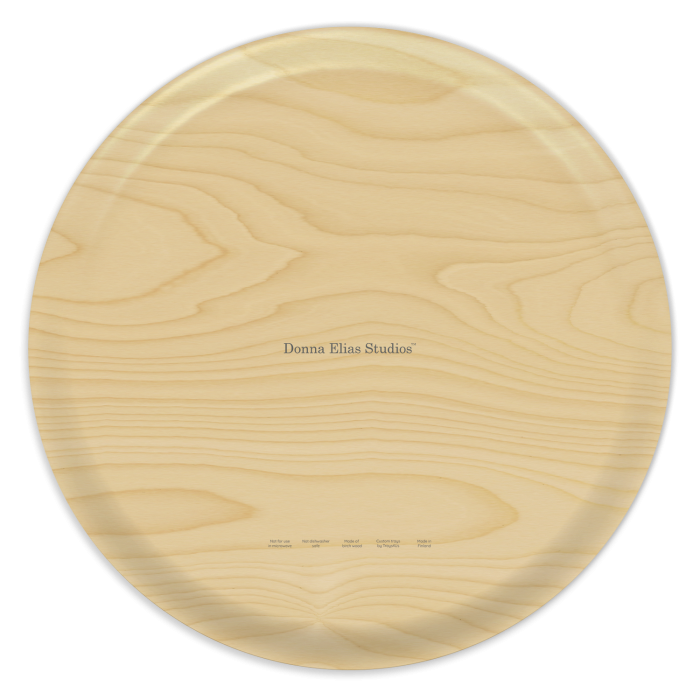 Sandpiper Surf birchwood decorative serving tray round 15.7 inch by Donna Elias - Trays4Us