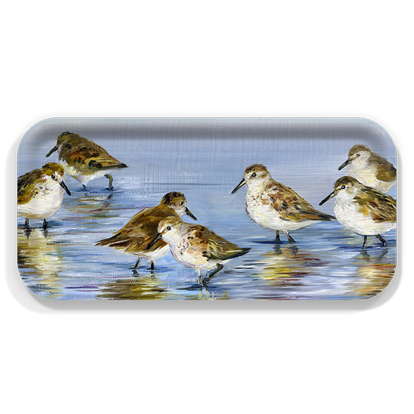 Sandpipers birchwood decorative serving tray Small 11x5 inch by Alyssa Watters - Trays4Us