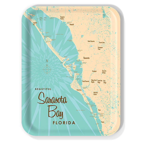 Sarasota Bay FL birchwood decorative serving tray large 16.5x12.5 inch by Lakebound - Trays4Us