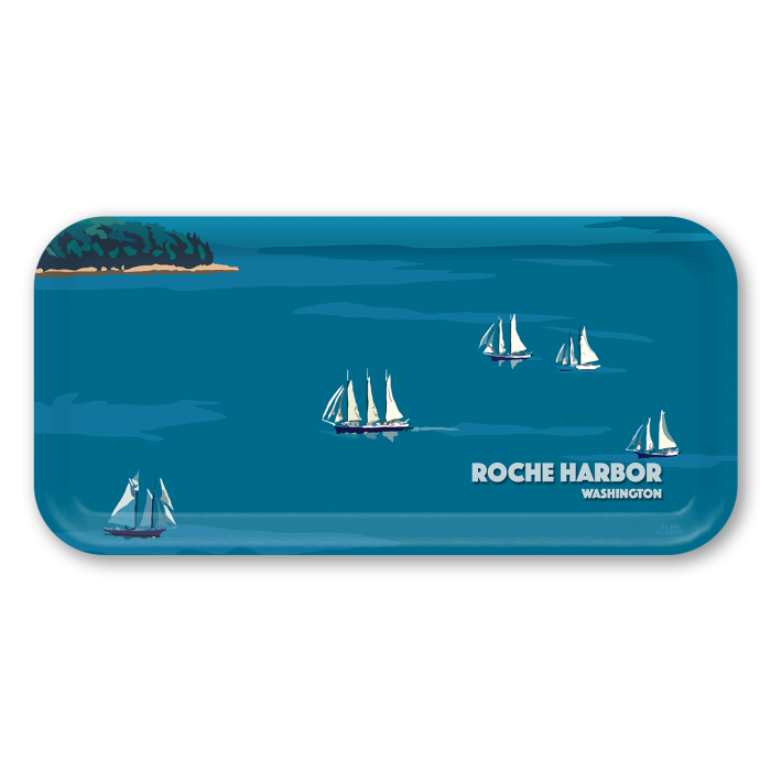 Schooners Sail Name-drop birchwood decorative serving tray Small 11x5 inch by Alan Claude - Trays4Us