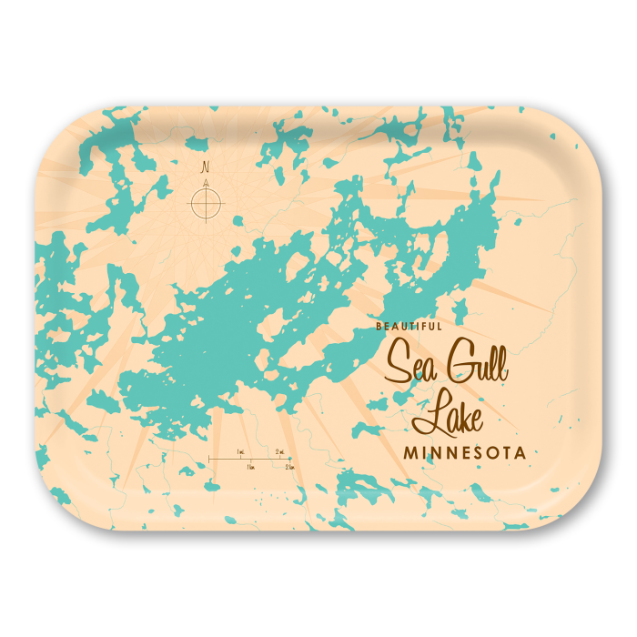 Sea Gull Lake MN birchwood decorative serving tray medium 11x8 inch by Lakebound - Trays4Us