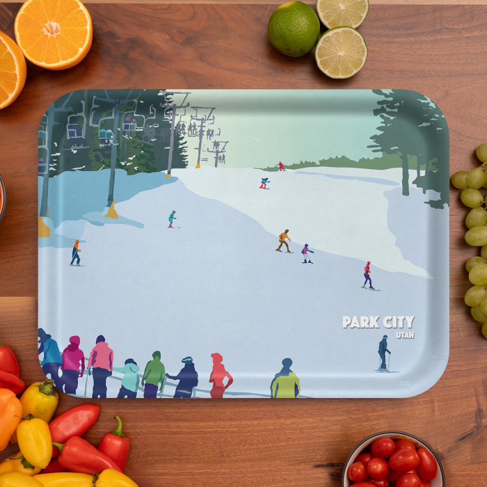 Snowbowl Name-drop birchwood decorative serving tray large 16.5x12.5 inch by Alan Claude - Trays4Us