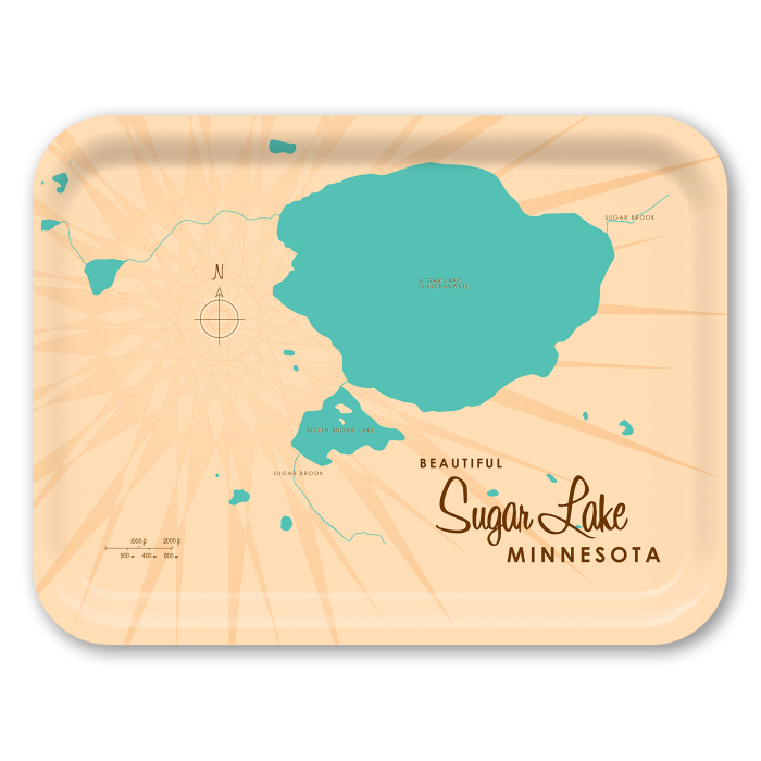Sugar Lake MN birchwood decorative serving tray large 16.5x12.5 inch by Lakebound - Trays4Us