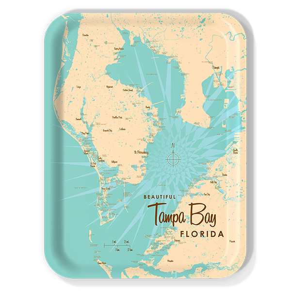 Tampa Bay FL birchwood decorative serving tray large 16.5x12.5 inch by Lakebound - Trays4Us
