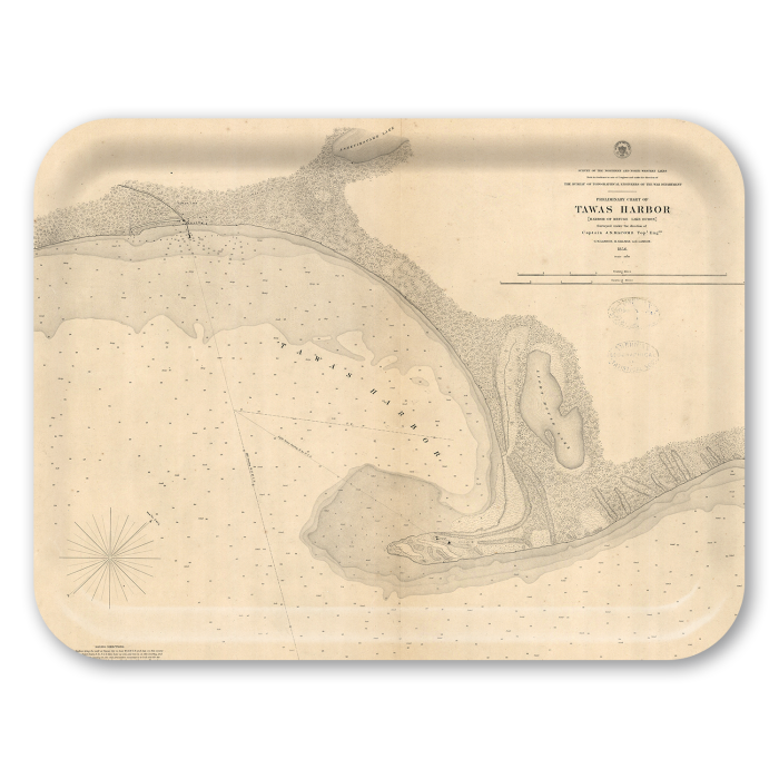 Tawas Harbor 1856 birchwood decorative serving tray large 16.5x12.5 inch by NOAA Nautical - Trays4Us