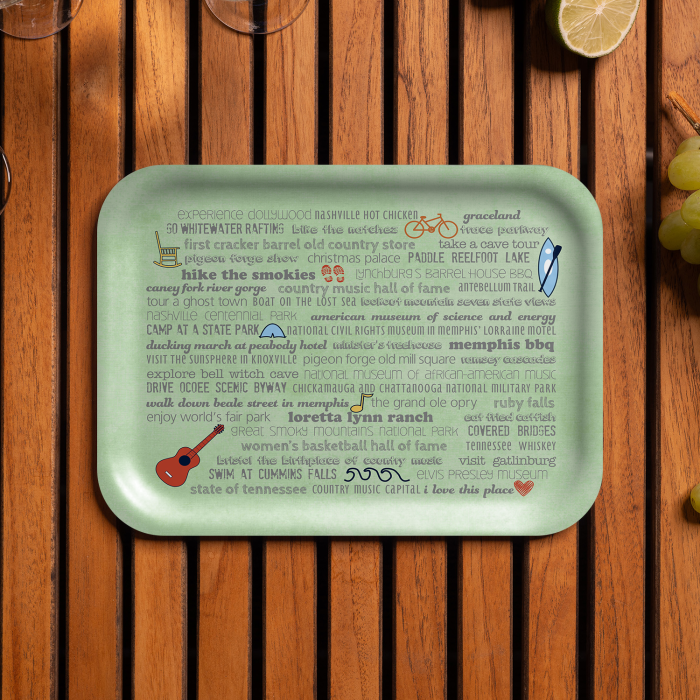 Tennessee  Bucket List birchwood decorative serving tray medium 11x8 inch by Jennifer Smelker - Trays4Us