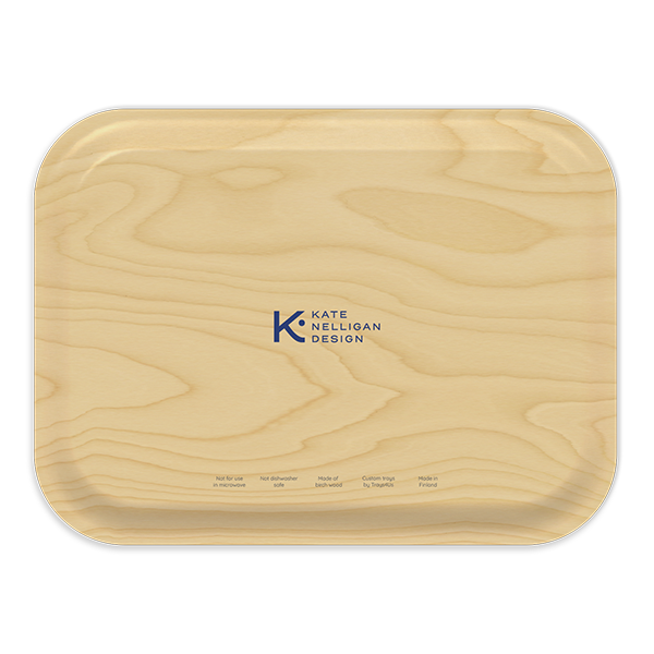 Tidepool - Blue birchwood decorative serving tray medium 11x8 inch by Kate Nelligan - Trays4Us