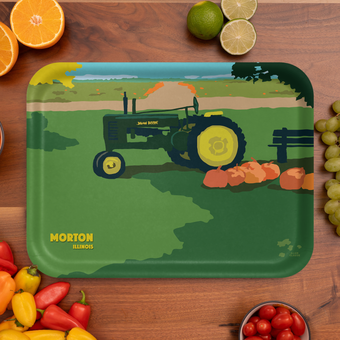 Tractor Name-drop birchwood decorative serving tray large 16.5x12.5 inch by Alan Claude - Trays4Us