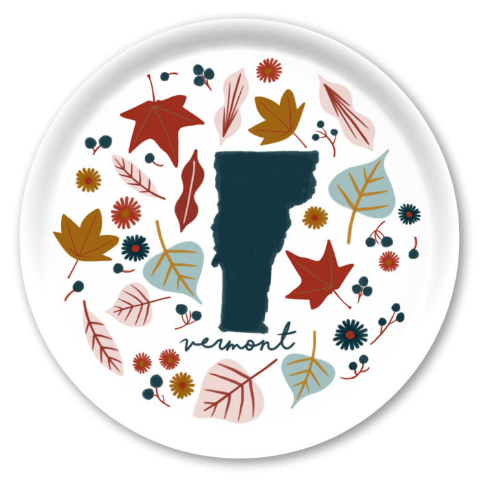 Vermont Fresh birchwood decorative serving tray round 15.7 inch by Jennifer Smelker - Trays4Us