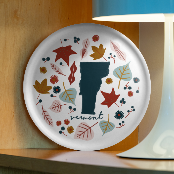 Vermont Fresh birchwood decorative serving tray round 15.7 inch by Jennifer Smelker - Trays4Us