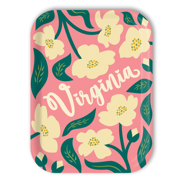 Virginia Dogwoods birchwood decorative serving tray medium 11x8 inch by Ale Rodriguez-Gitler - Trays4Us