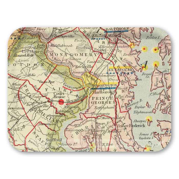 Washington DC - Annapolis 1883 birchwood decorative serving tray large 16.5x12.5 inch by Historical Map - Trays4Us