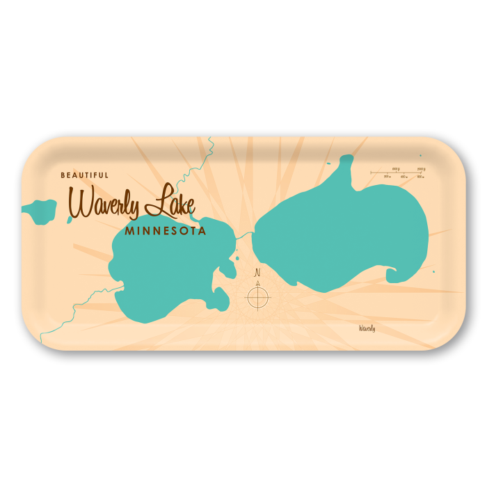 Waverly Lake MN birchwood decorative serving tray Small 11x5 inch by Lakebound - Trays4Us