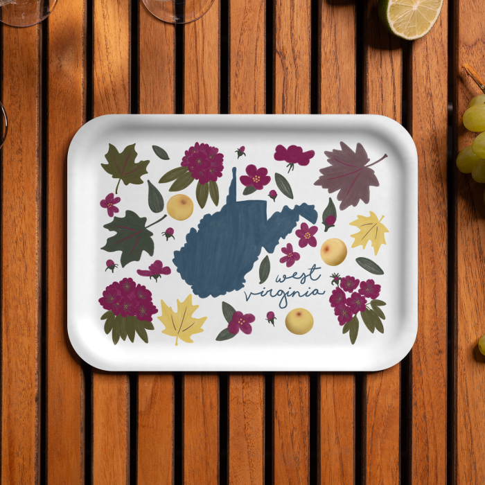 West Virginia Fresh birchwood decorative serving tray medium 11x8 inch by Jennifer Smelker - Trays4Us