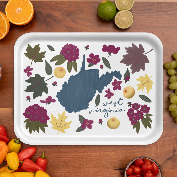 West Virginia Fresh birchwood decorative serving tray large 16.5x12.5 inch by Jennifer Smelker - Trays4Us