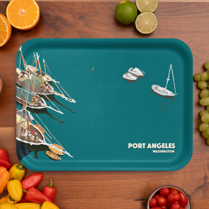 Windjammers Name-drop birchwood decorative serving tray large 16.5x12.5 inch by Alan Claude - Trays4Us