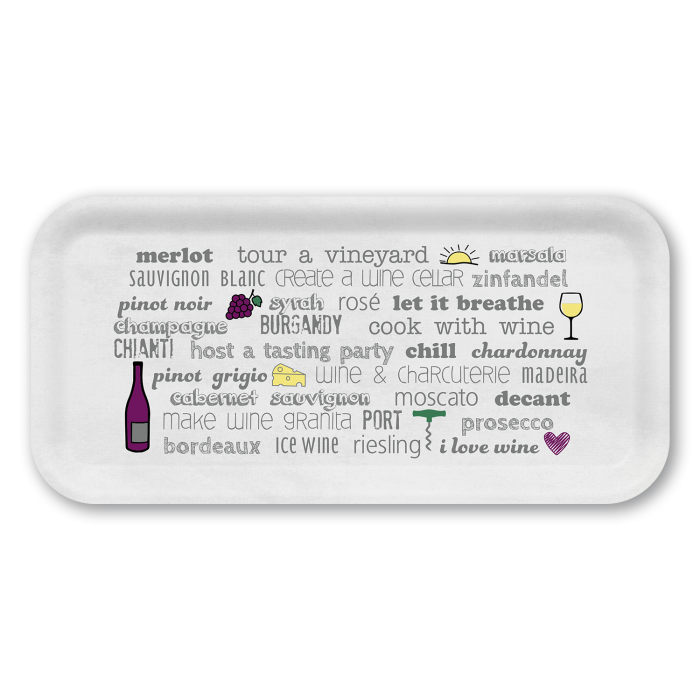 Wine Bucket List birchwood decorative serving tray Small 11x5 inch by Jennifer Smelker - Trays4Us