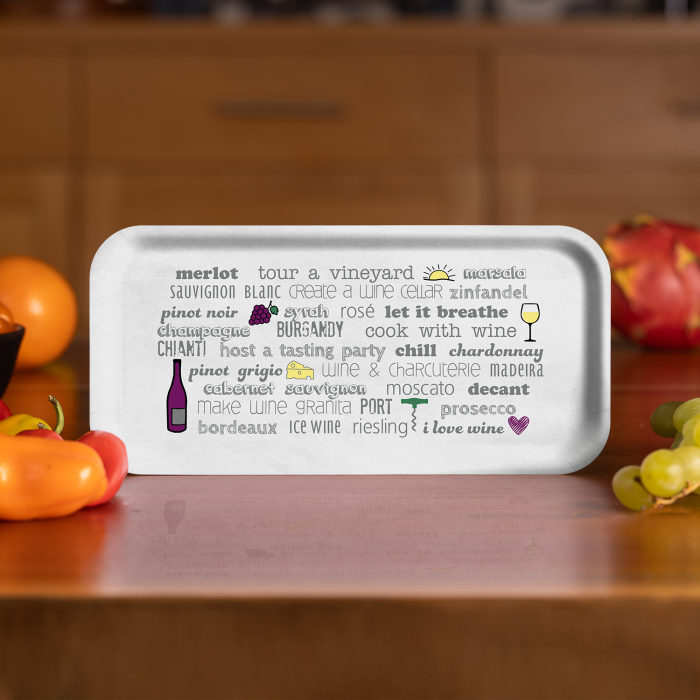 Wine Bucket List birchwood decorative serving tray Small 11x5 inch by Jennifer Smelker - Trays4Us