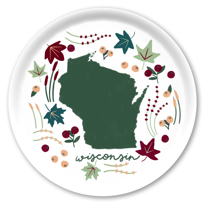 Wisconsin Fresh birchwood decorative serving tray round 15.7 inch by Jennifer Smelker - Trays4Us